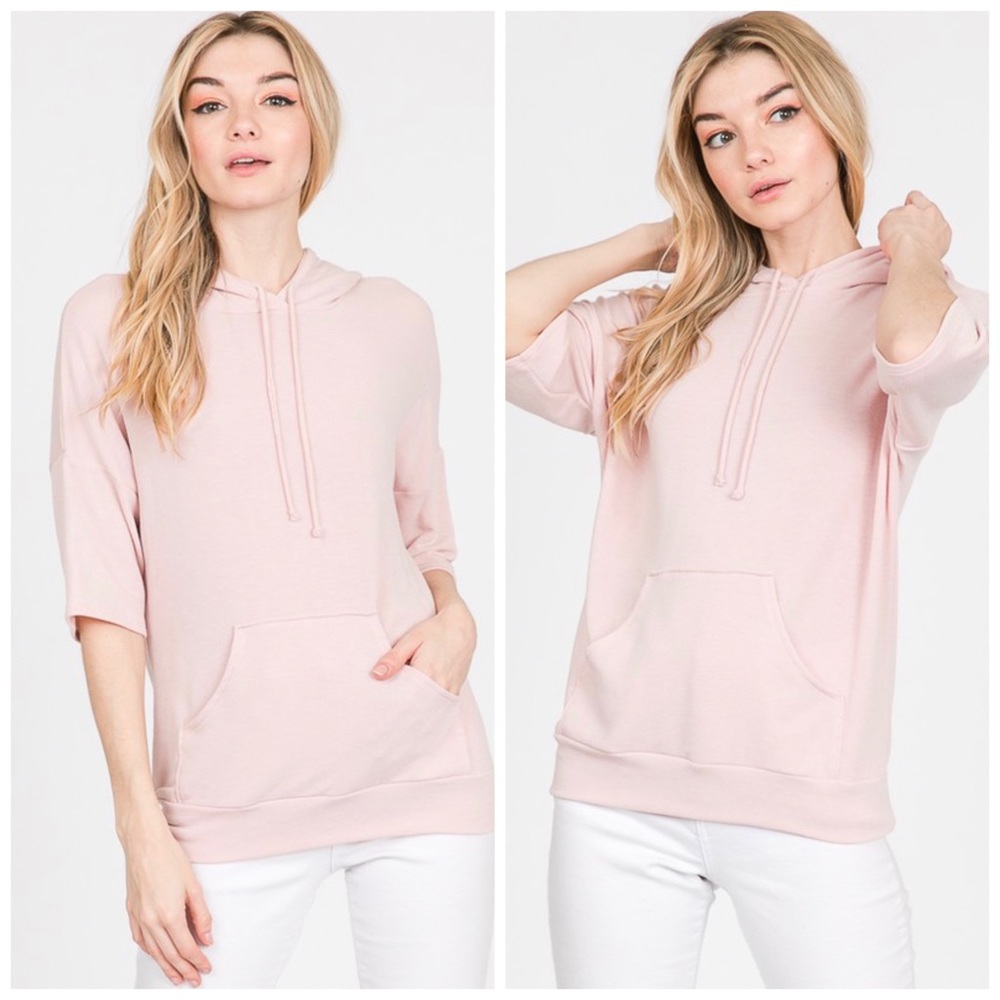 🥰SO SOFT 💕💗pink French terry hoodie - Picture 2 of 5